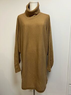 Oversized Ardene Ribbed Knit Sweater Top in Camel